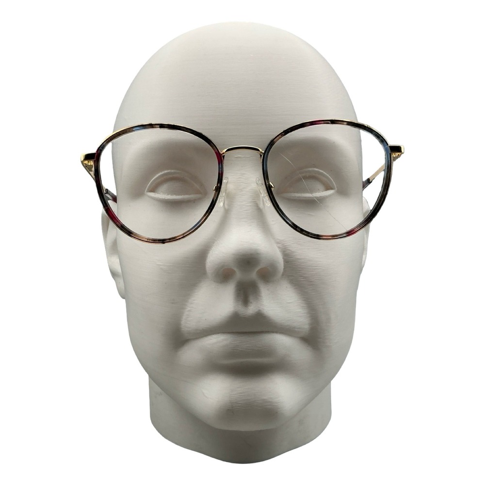 T W1083 Pink Gold Round Eyeglasses 53-19-145 Women Metal Frame Glasses